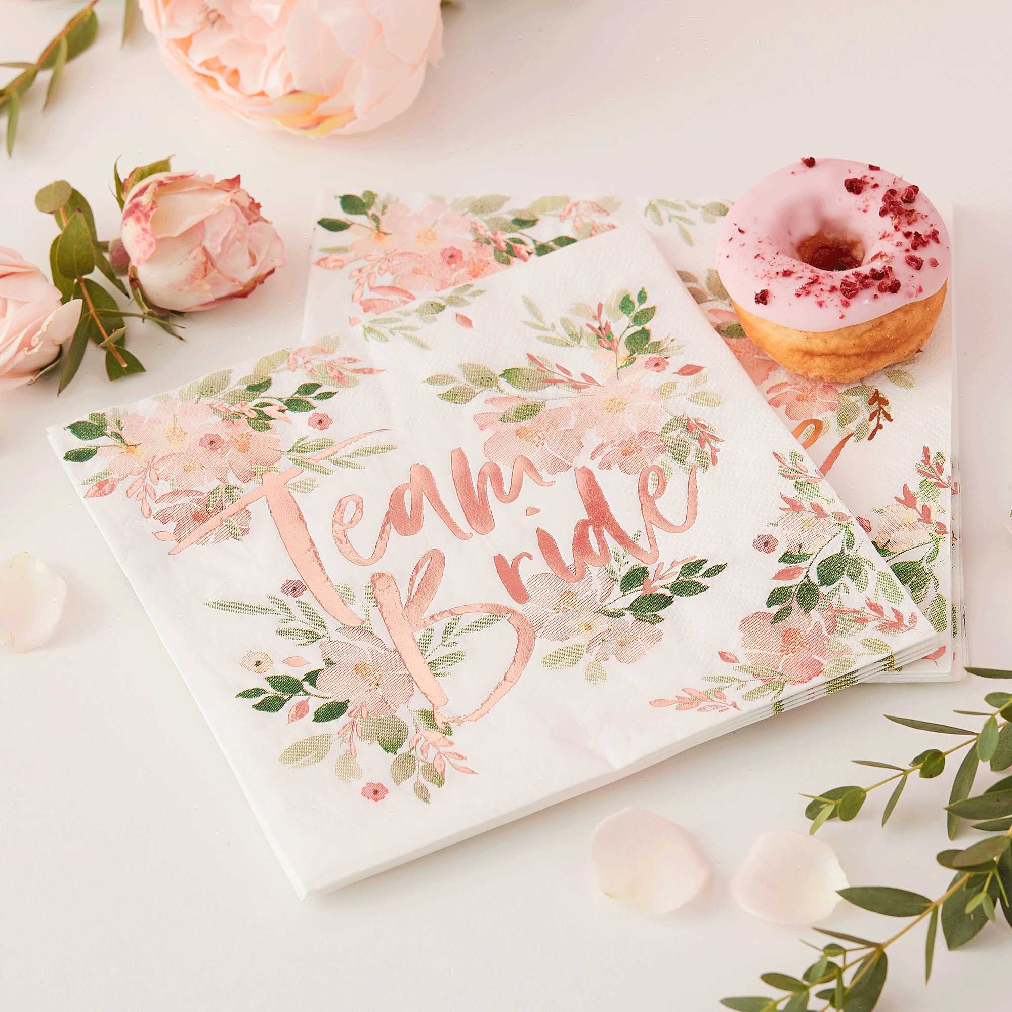 Team Bride Floral Paper Napkins (Pack of 16)