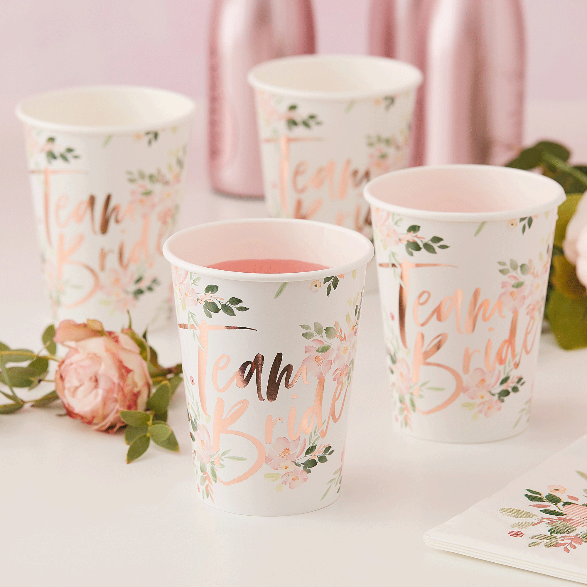 Team Bride Floral Hen Party Paper Cups