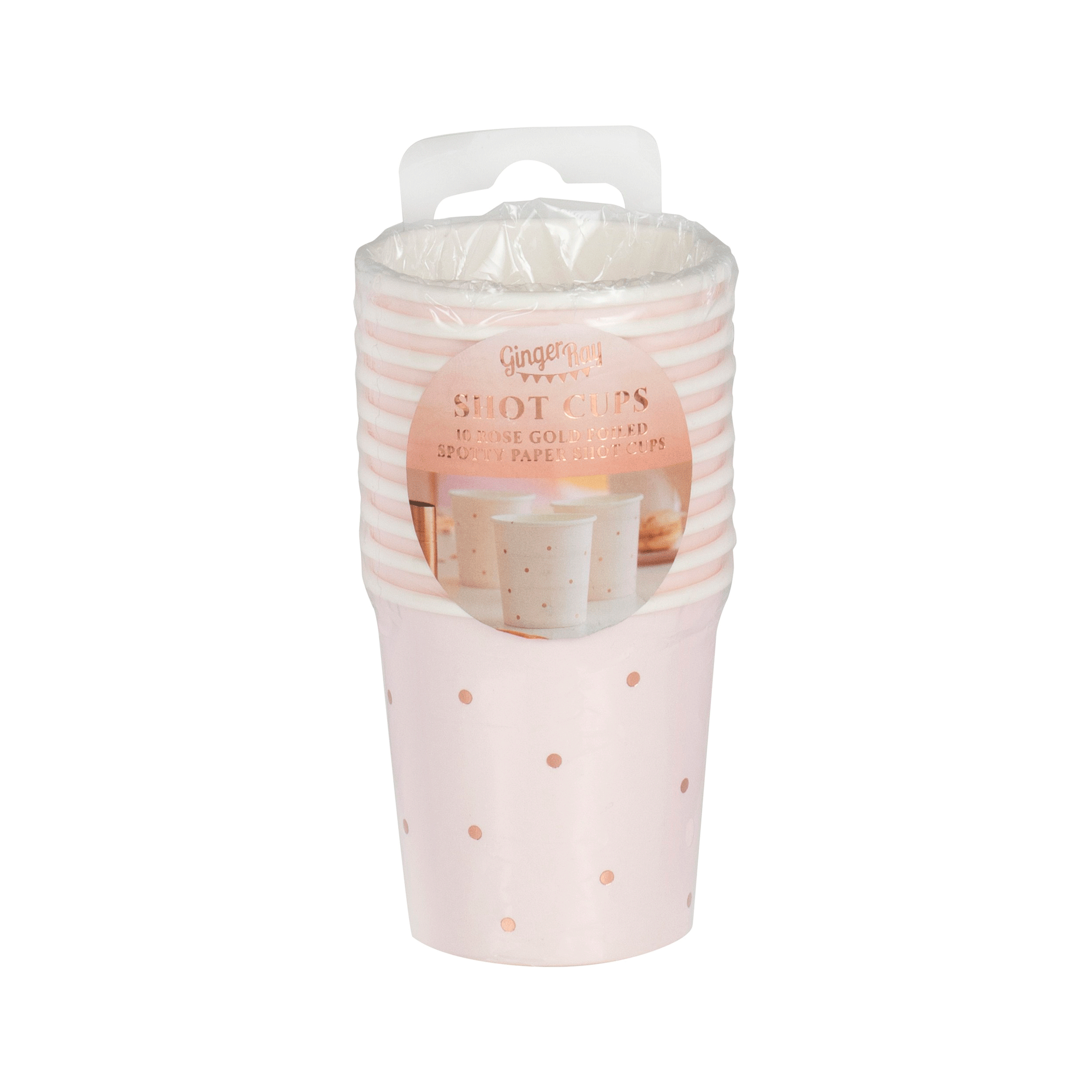 Pink and Rose Gold Foiled Paper Hen Party Shot Glasses