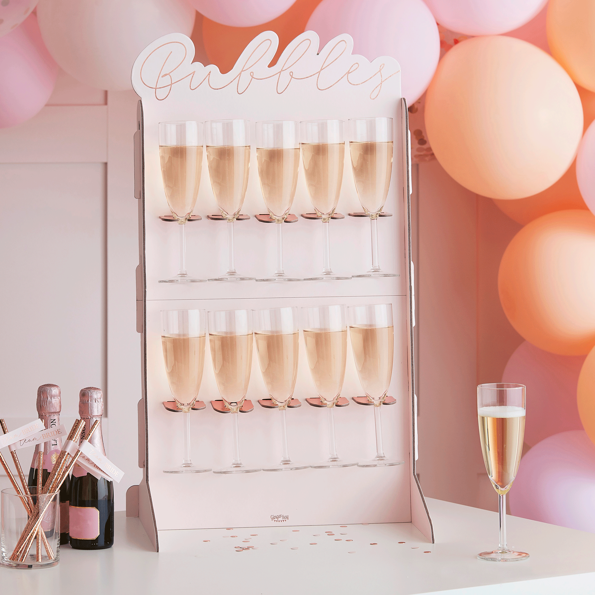 Rose Gold Foiled & Blush Prosecco Wall