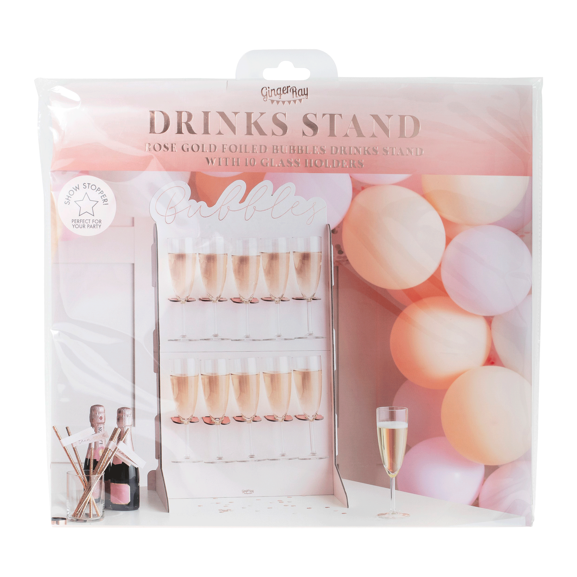 Rose Gold Foiled & Blush Prosecco Wall