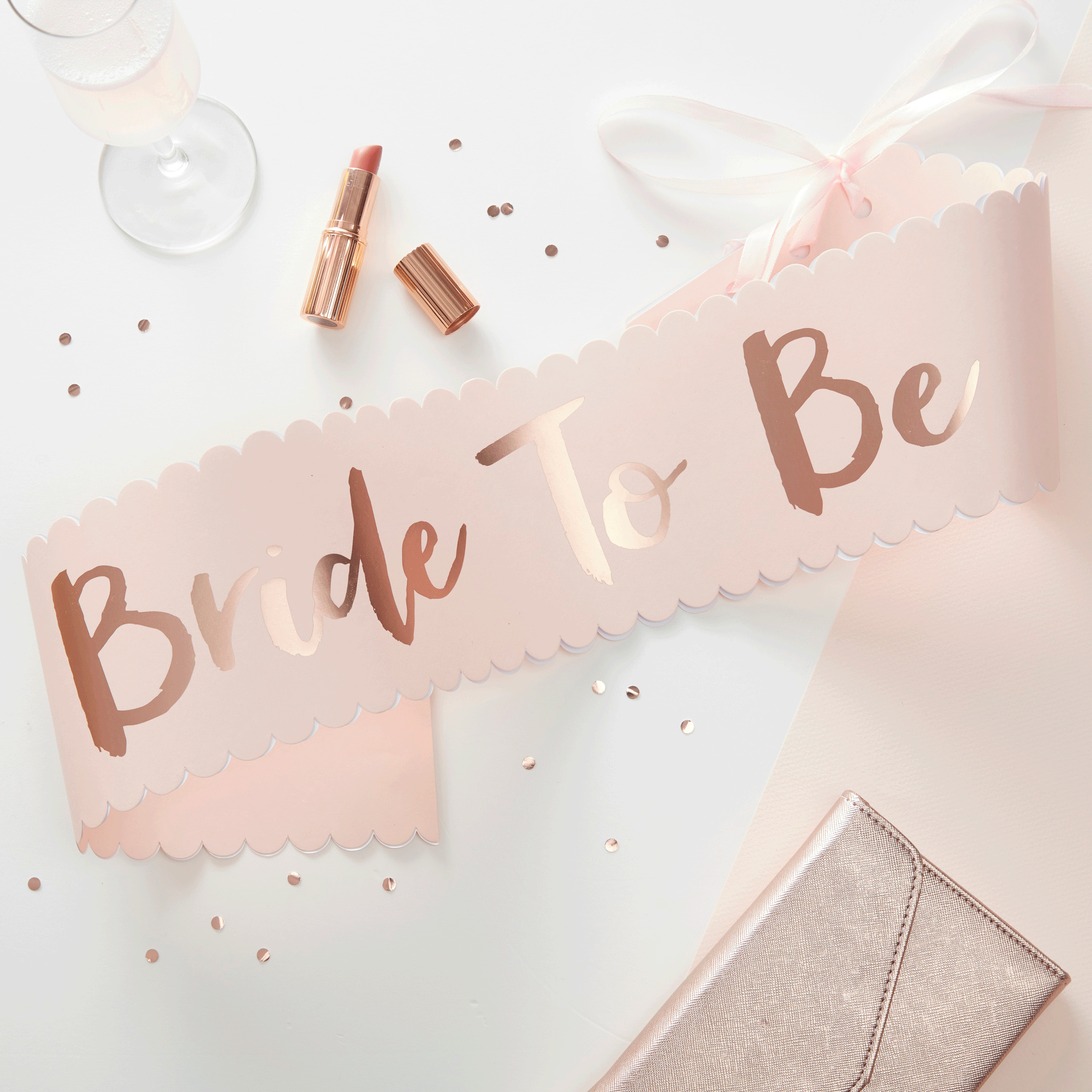 Team Bride Pink and Rose Gold Bride-to-be Sash