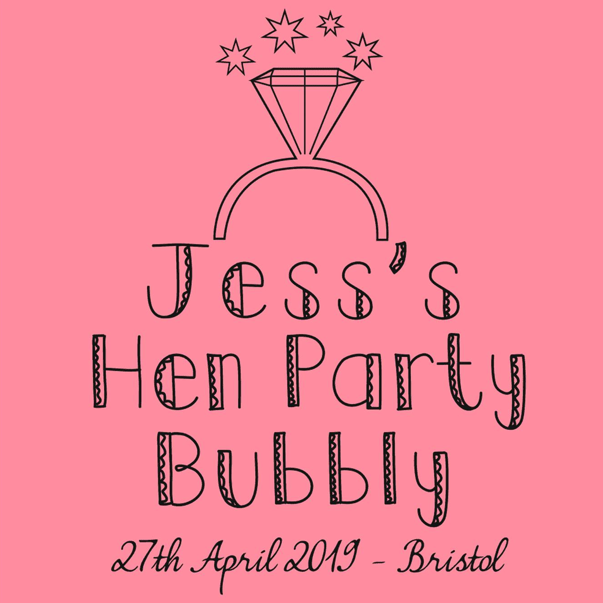 Hen Party Personalised Ring Design Wine Bottle Labels (Pack of 6)