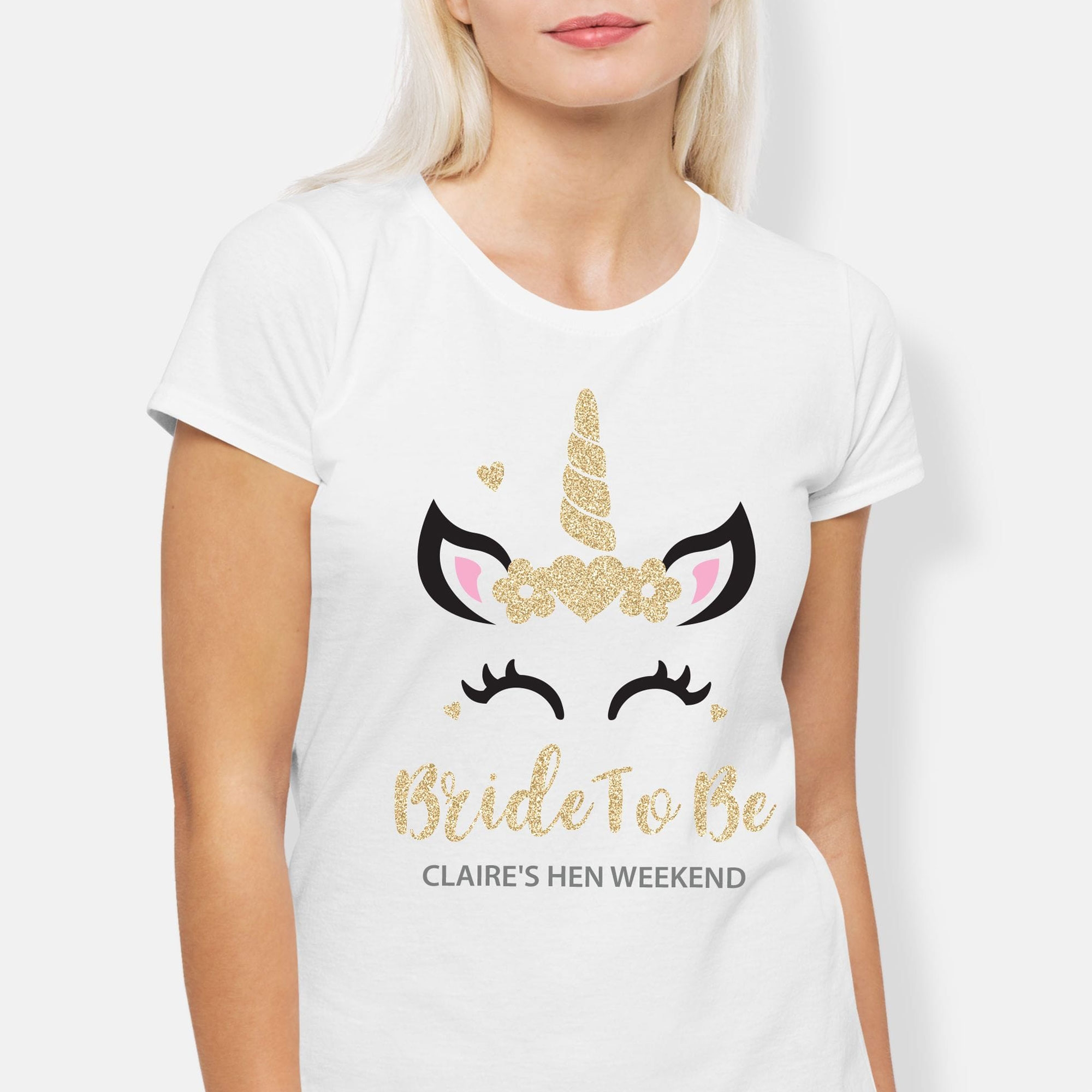 Unicorn Bride Glitter Personalized Hen Party T-Shirts