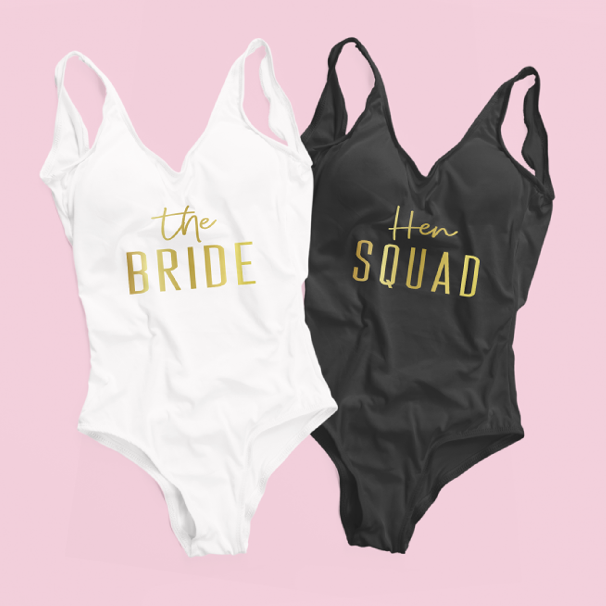 Hen Squad Hen Party Swimming Costume Gold