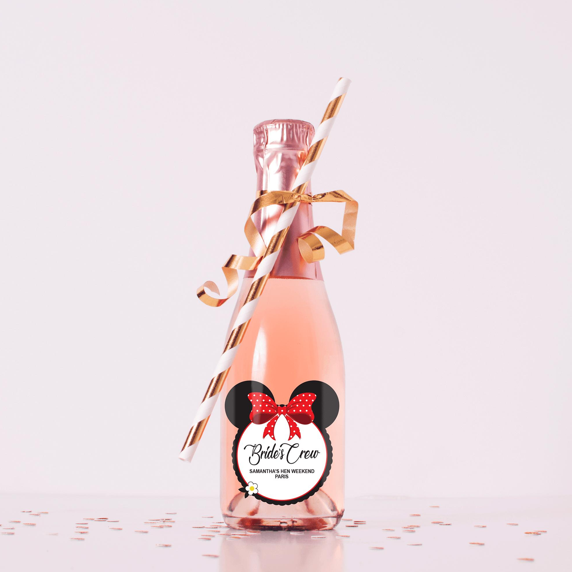 Cute Mouse Personalised Mini Wine Bottle Labels (Pack of 12)