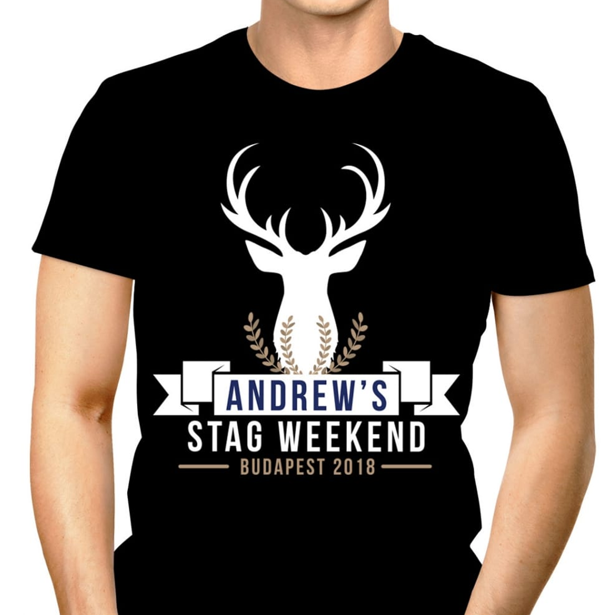 Stag Head Personalised Stag Party T-Shirt