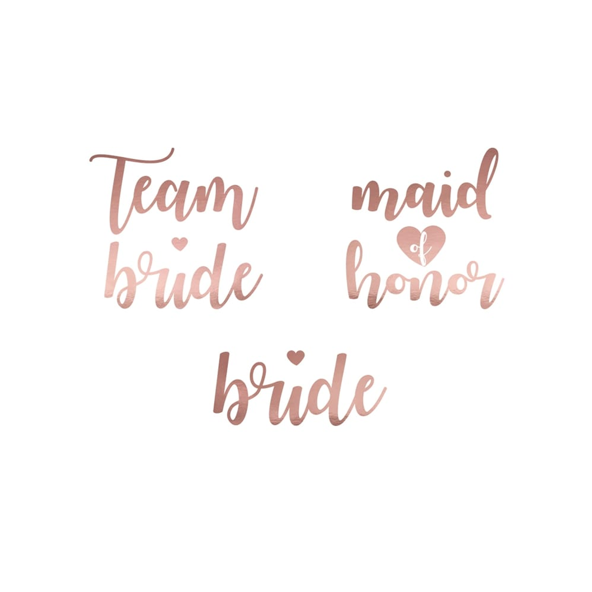 13 x Rose Gold Temp Tattoos "Team Bride"