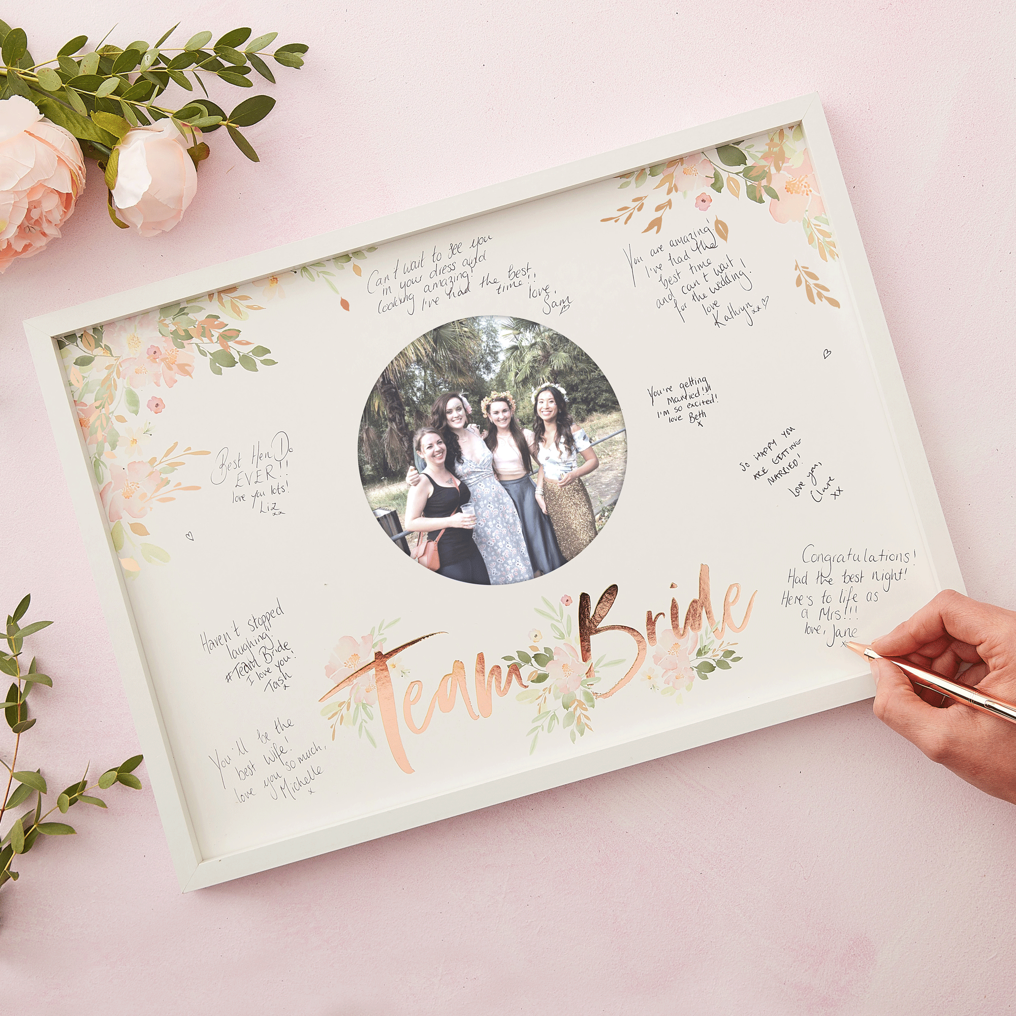 Hen Party Framed Guest Book - Floral Hen Party
