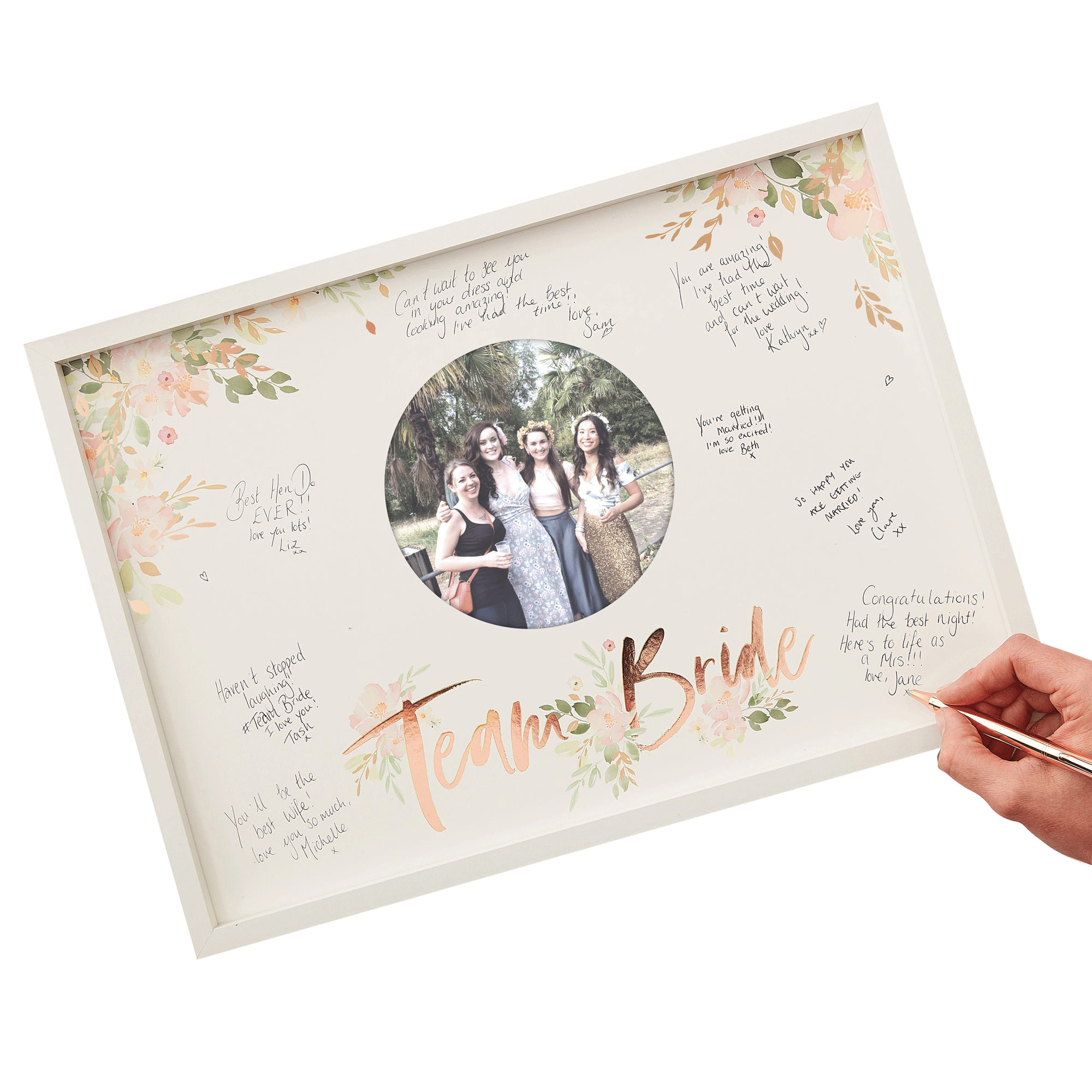 Hen Party Framed Guest Book - Floral Hen Party