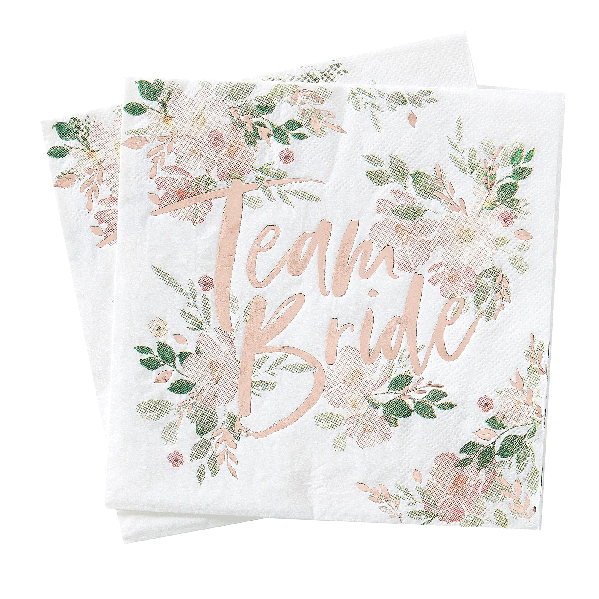 Team Bride Floral Paper Napkins (Pack of 16)