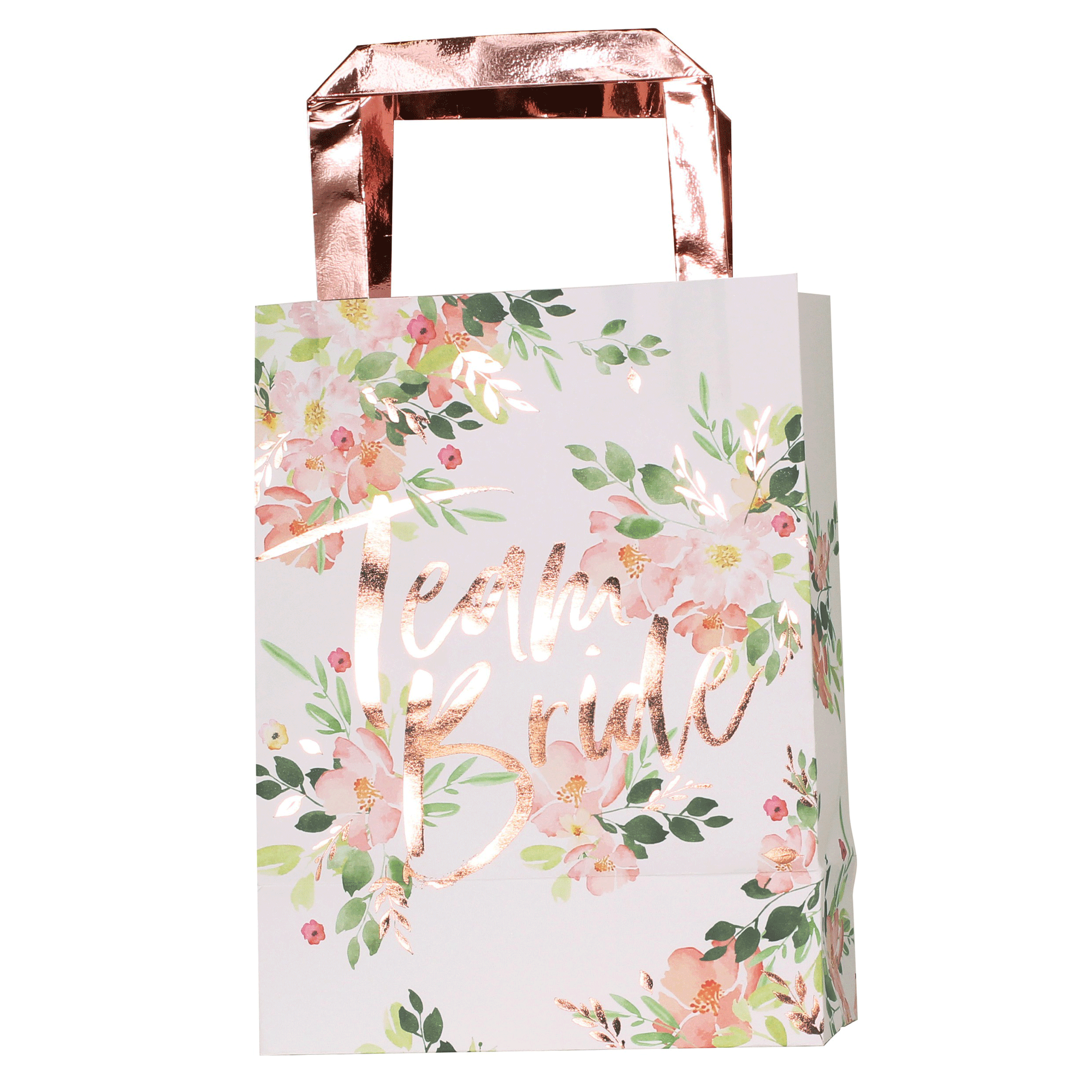 Team Bride Party Bags Floral Rose Gold (Pack of 5)