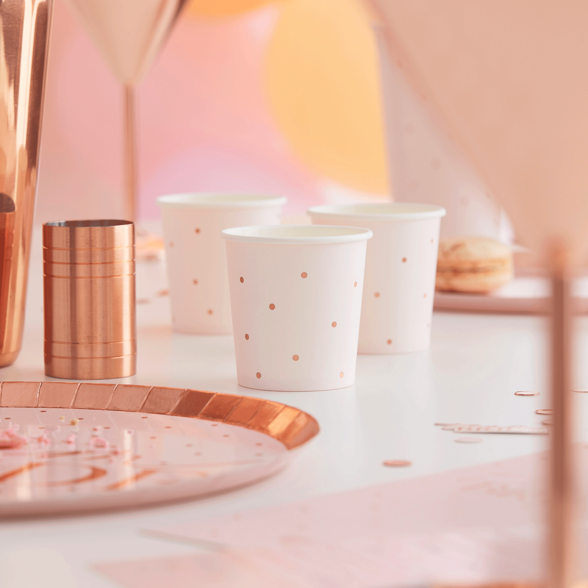 Pink and Rose Gold Foiled Paper Hen Party Shot Glasses
