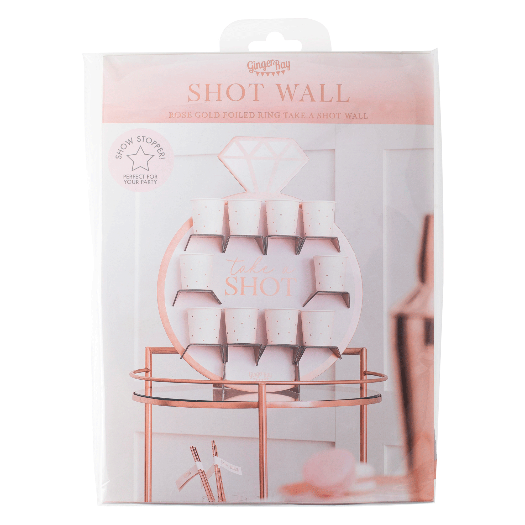 Rose Gold Hen Party Drinks Shot Wall