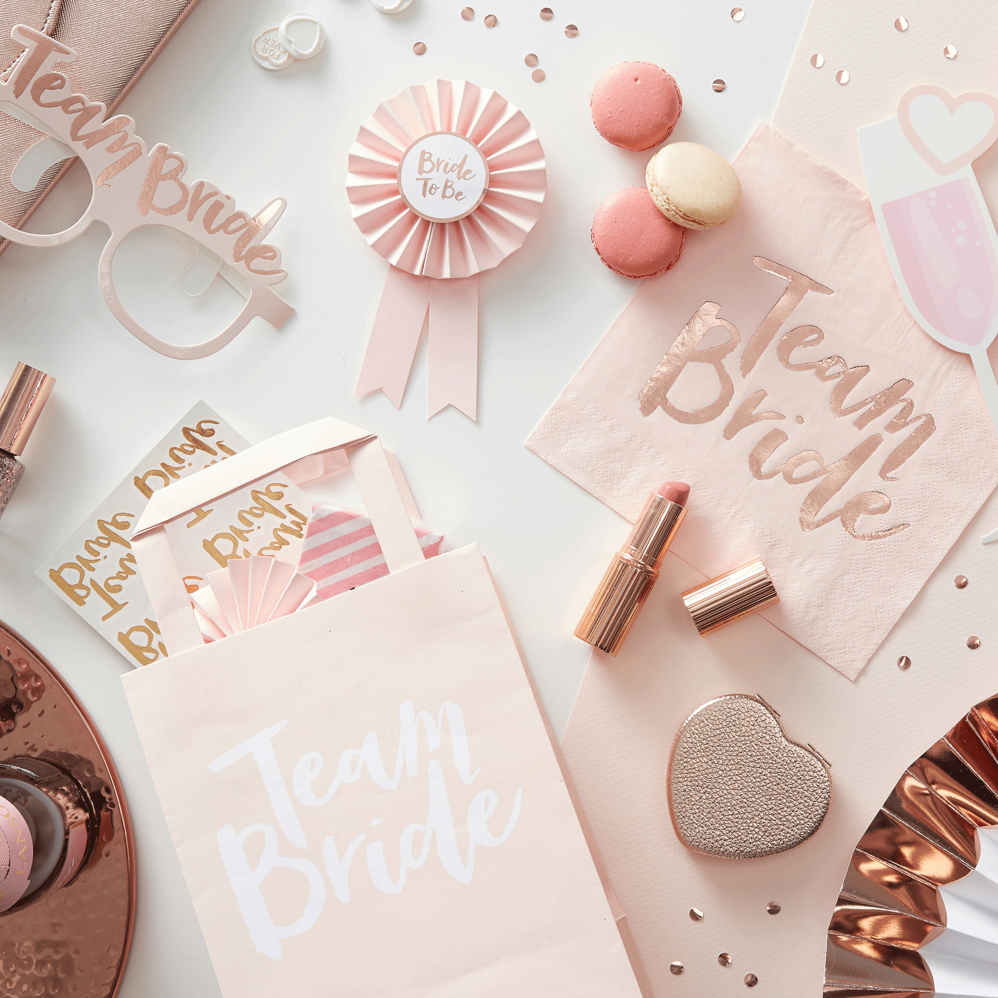 Team Bride Pink and Rose Gold Bride-to-be Sash