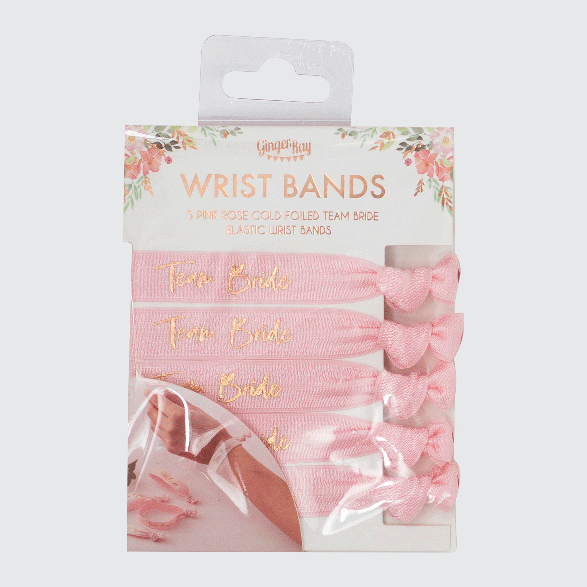 Rose Gold Bride Tribe Hen Party Wristband / Hair Ties (Pack of 5)