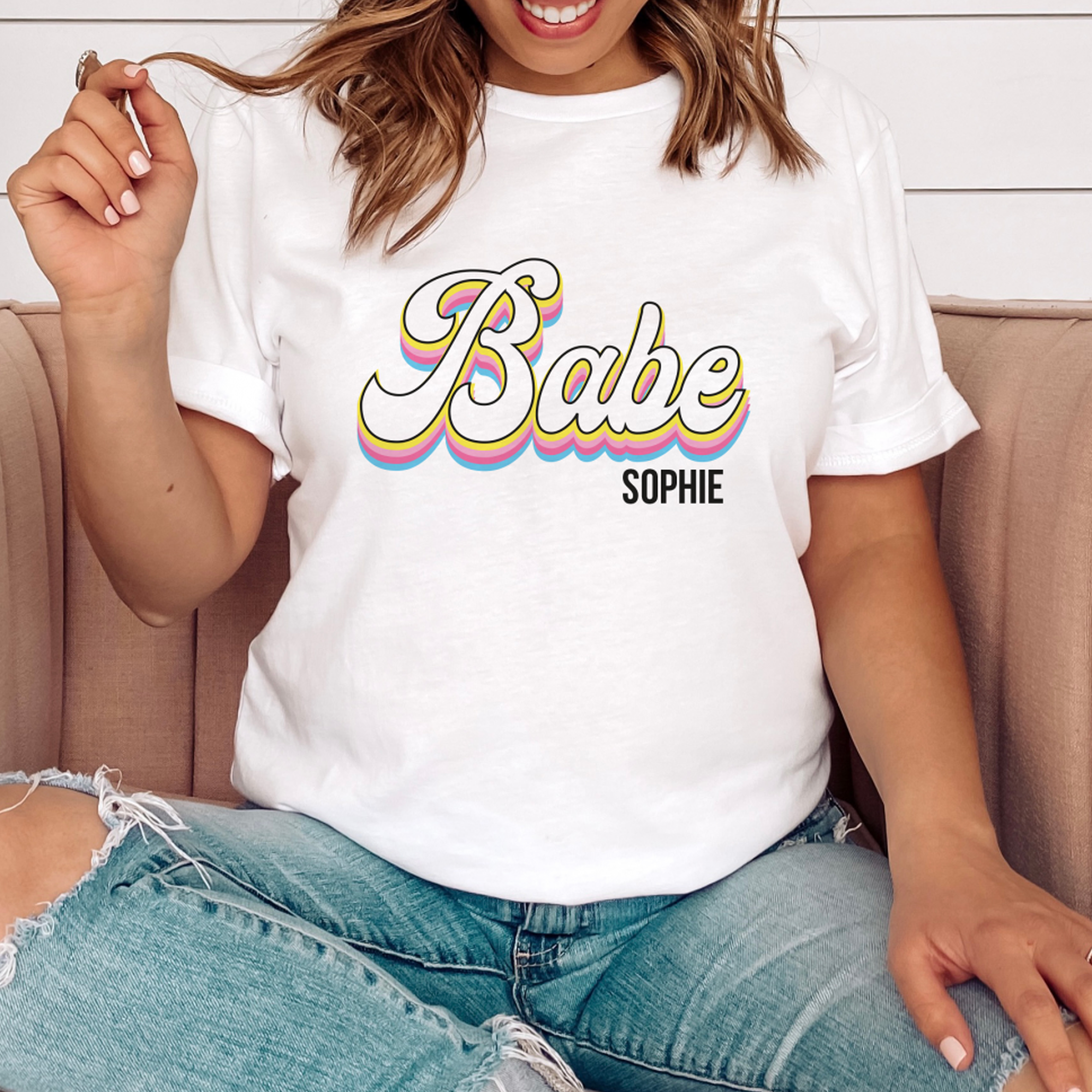 Personalised Babe Hen Party T-Shirt - Retro