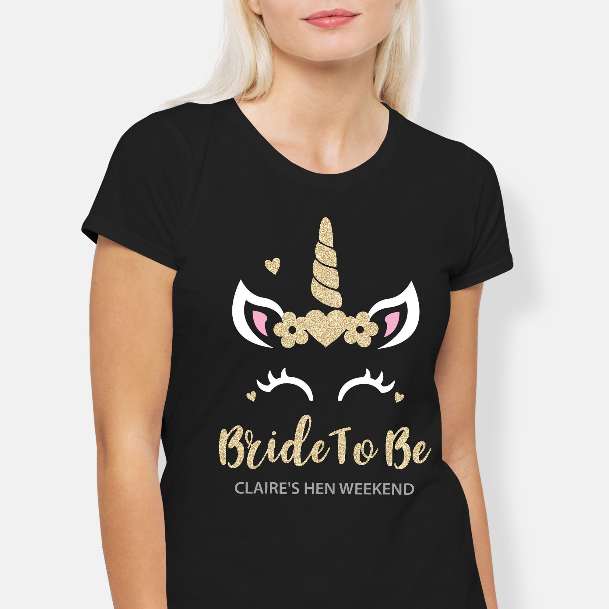 Unicorn Bride Glitter Personalized Hen Party T-Shirts