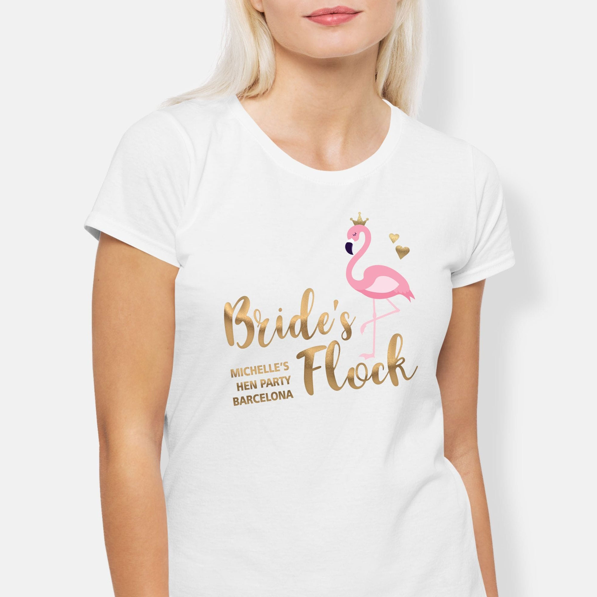 Bride's Flock Hen Personalized Hen Party T-Shirt