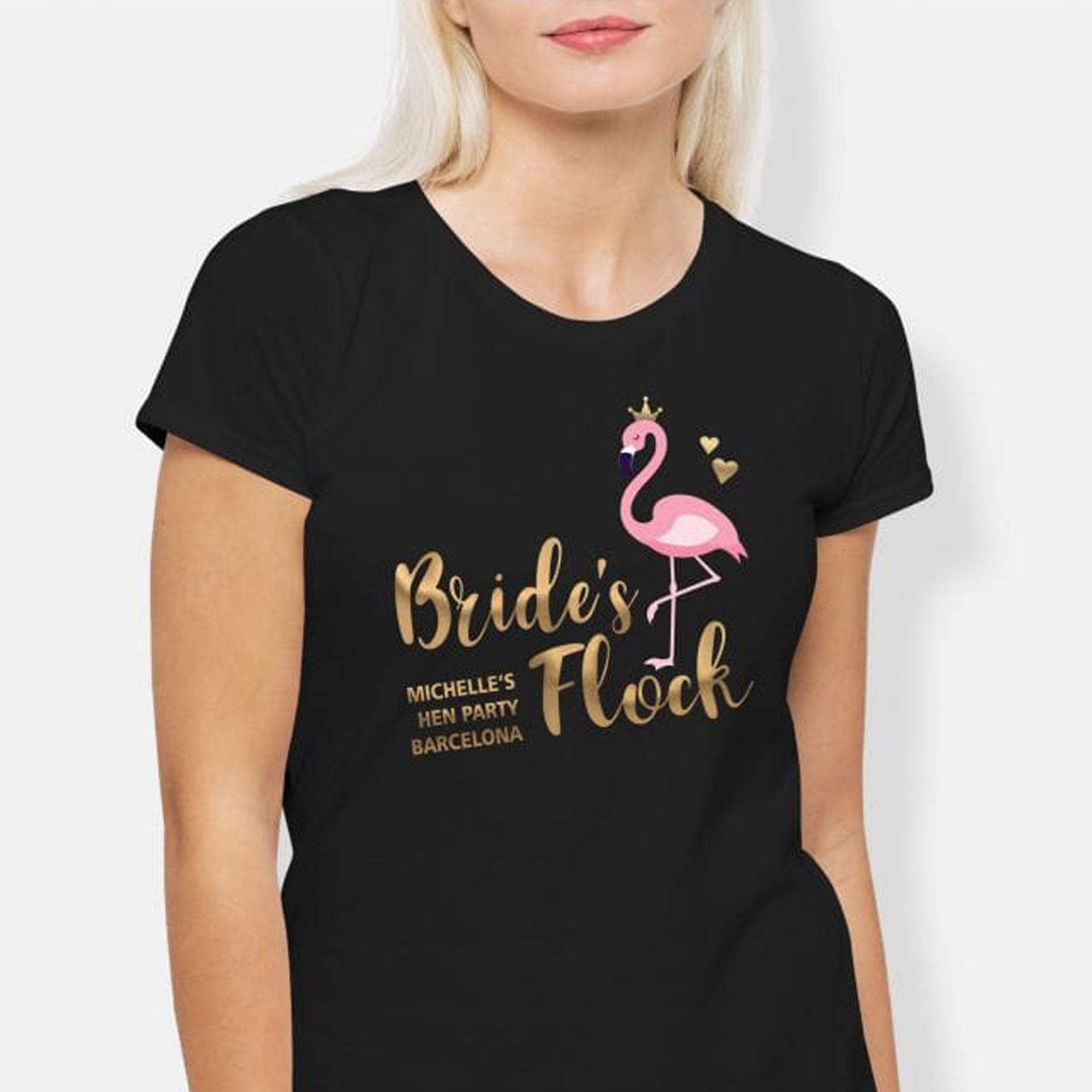 Bride's Flock Hen Personalized Hen Party T-Shirt
