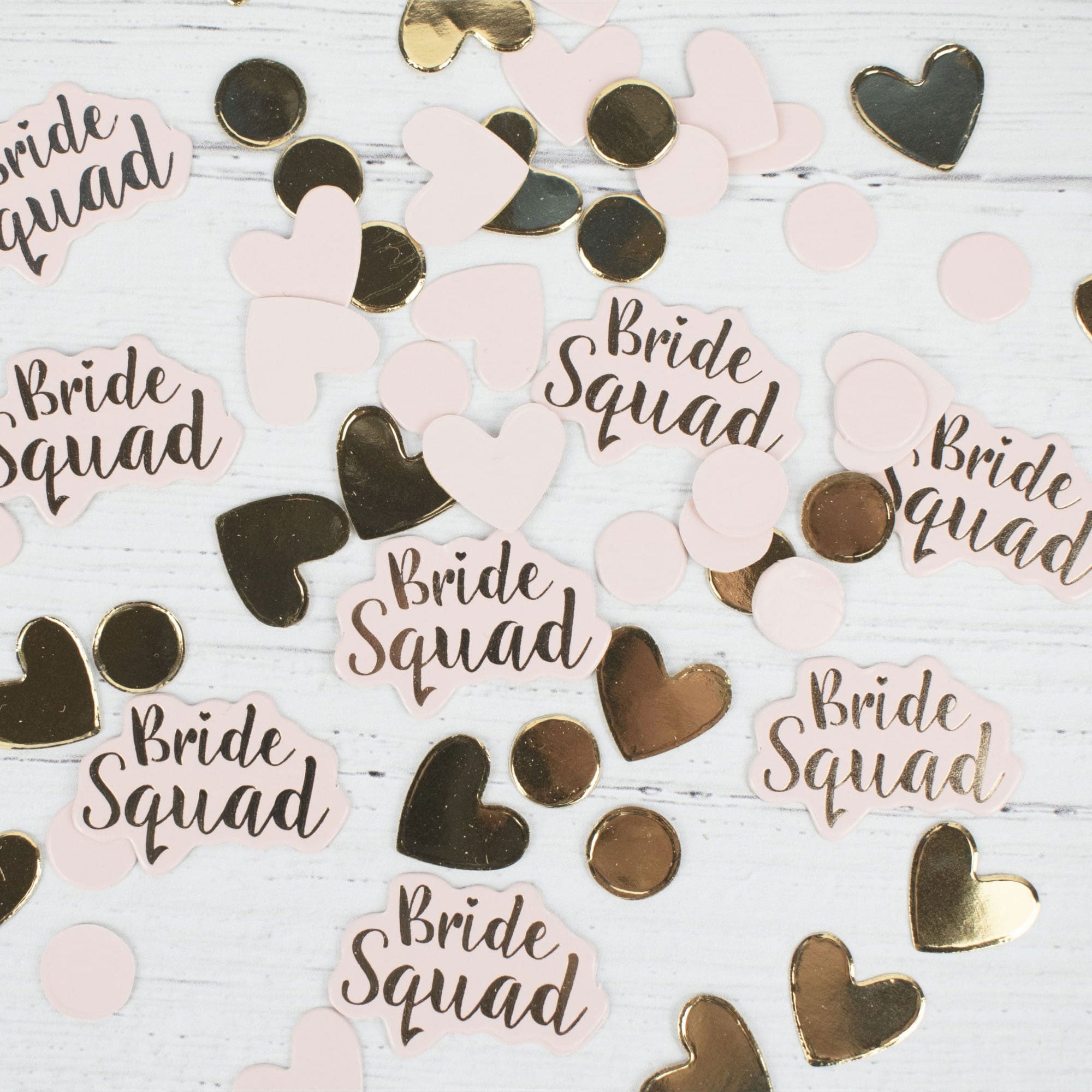 Bride Squad Confetti Pink Gold Hearts