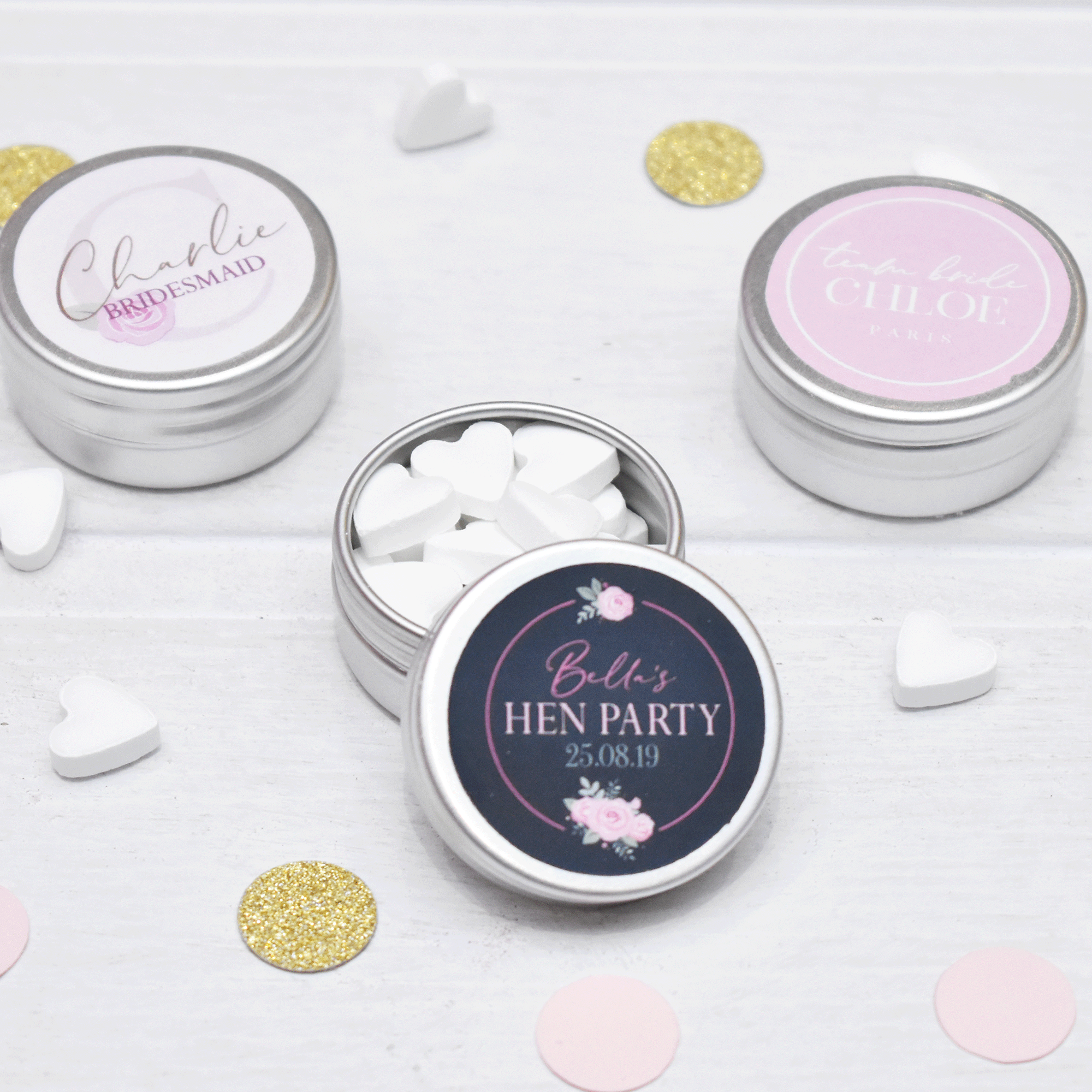 Personalised Hen Party Favour | Heart Mints in Tin x1