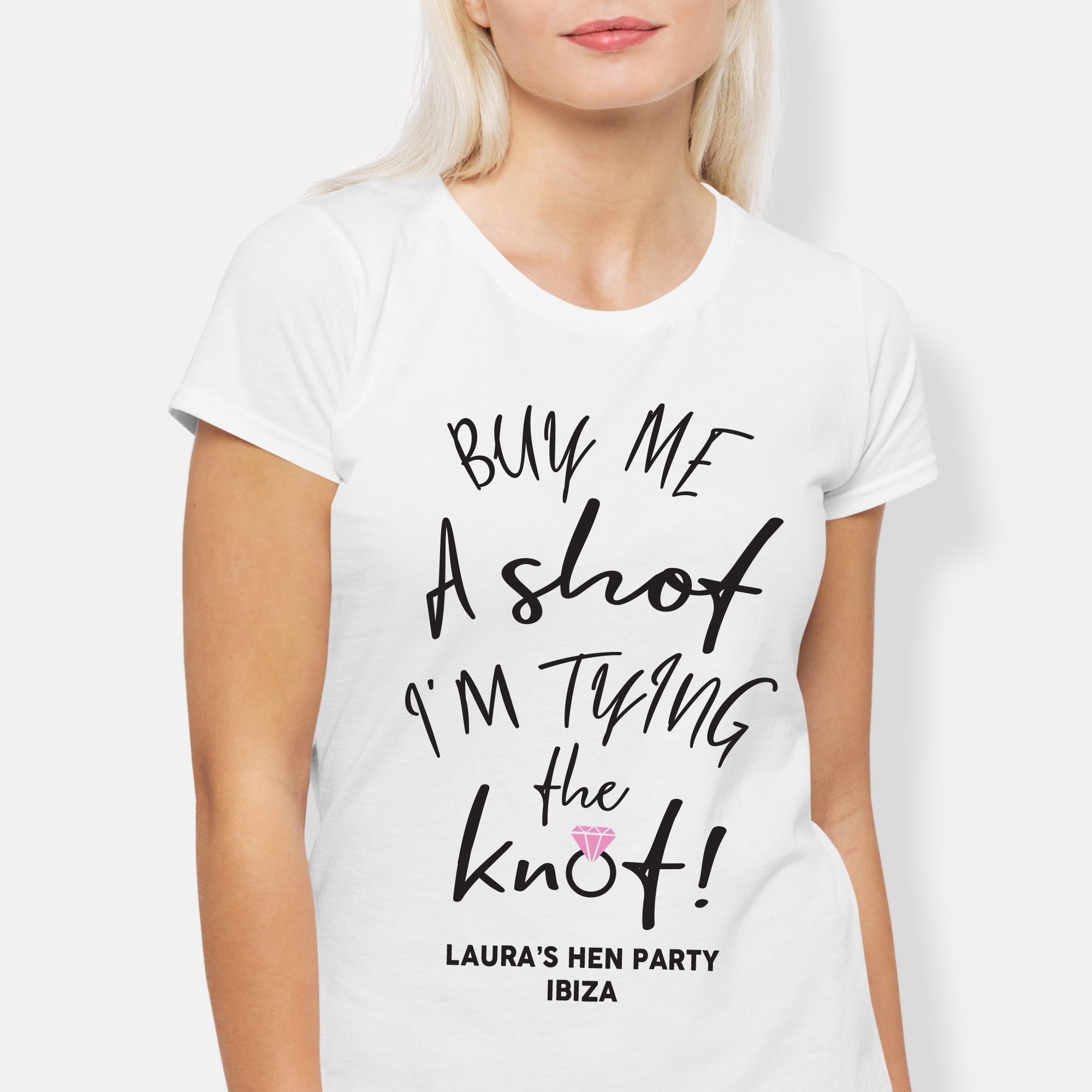 Buy Me A Shot I'm Tying The Knot Personalised Hen Party T-Shirt