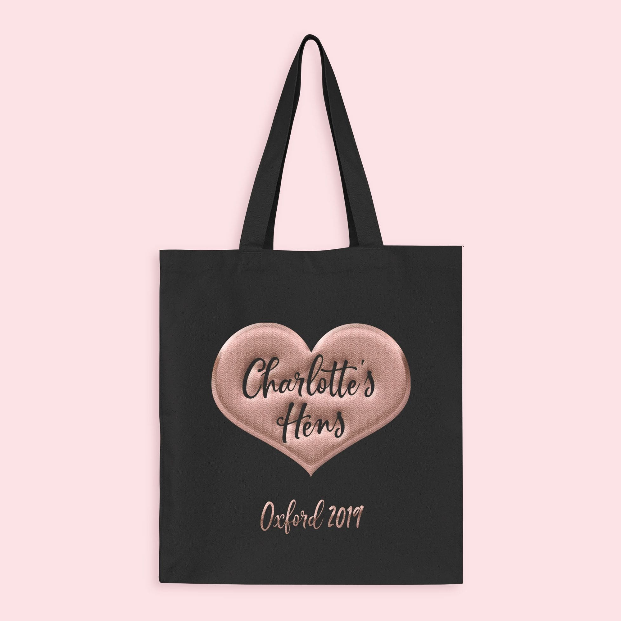 Rose Gold Heart Personalised Hen Party Tote Bags