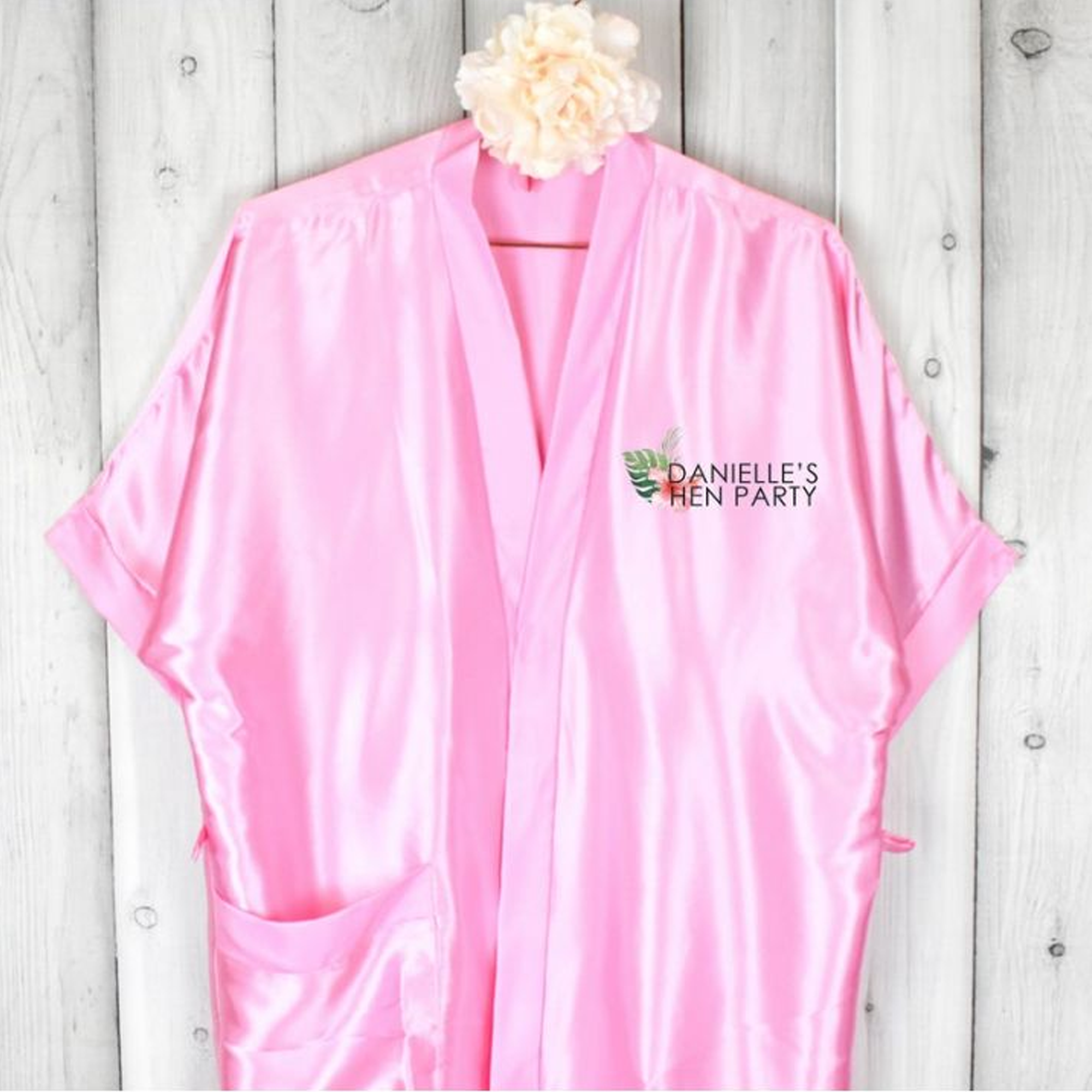 Personalised Dressing Gown with Tropical Floral Hen Party Design