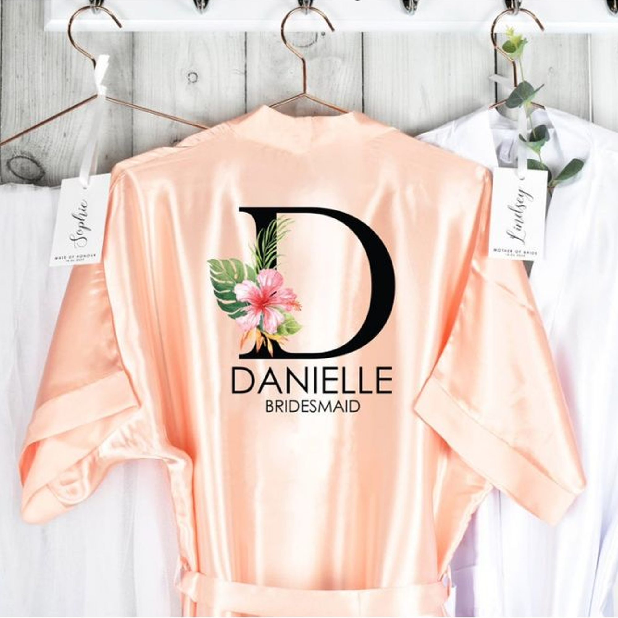 Personalised Dressing Gown with Tropical Floral Hen Party Design